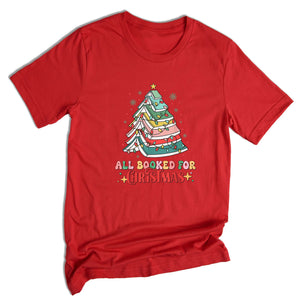 Comfort Colors All Booked Holiday Reading Tee, Cozy Festive Book Lover T-Shirt, Cute Librarian Gift