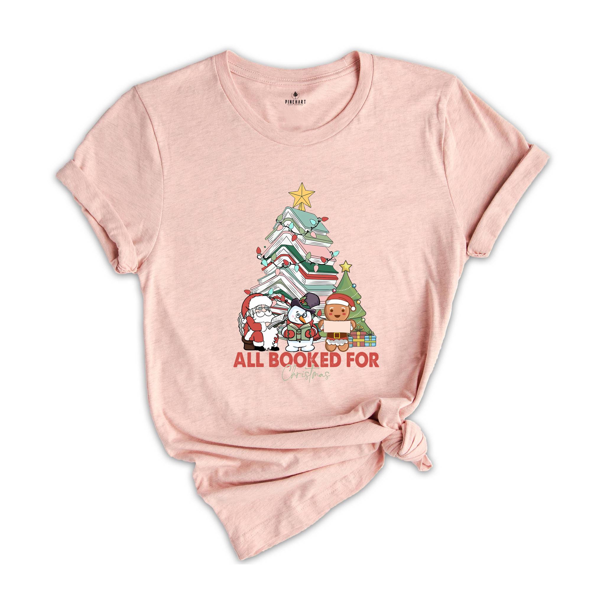 Comfort Colors All Booked Holiday Reading Tee, Cozy Festive Book Lover T-Shirt, Cute Librarian Shirt