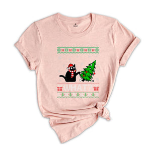 Comfort Colors Black Cat What, Black Cat Shirt, Christmas Shirt, Cat Lover Shirt ,Funny Christmas Gift, Santa Claus Shirt