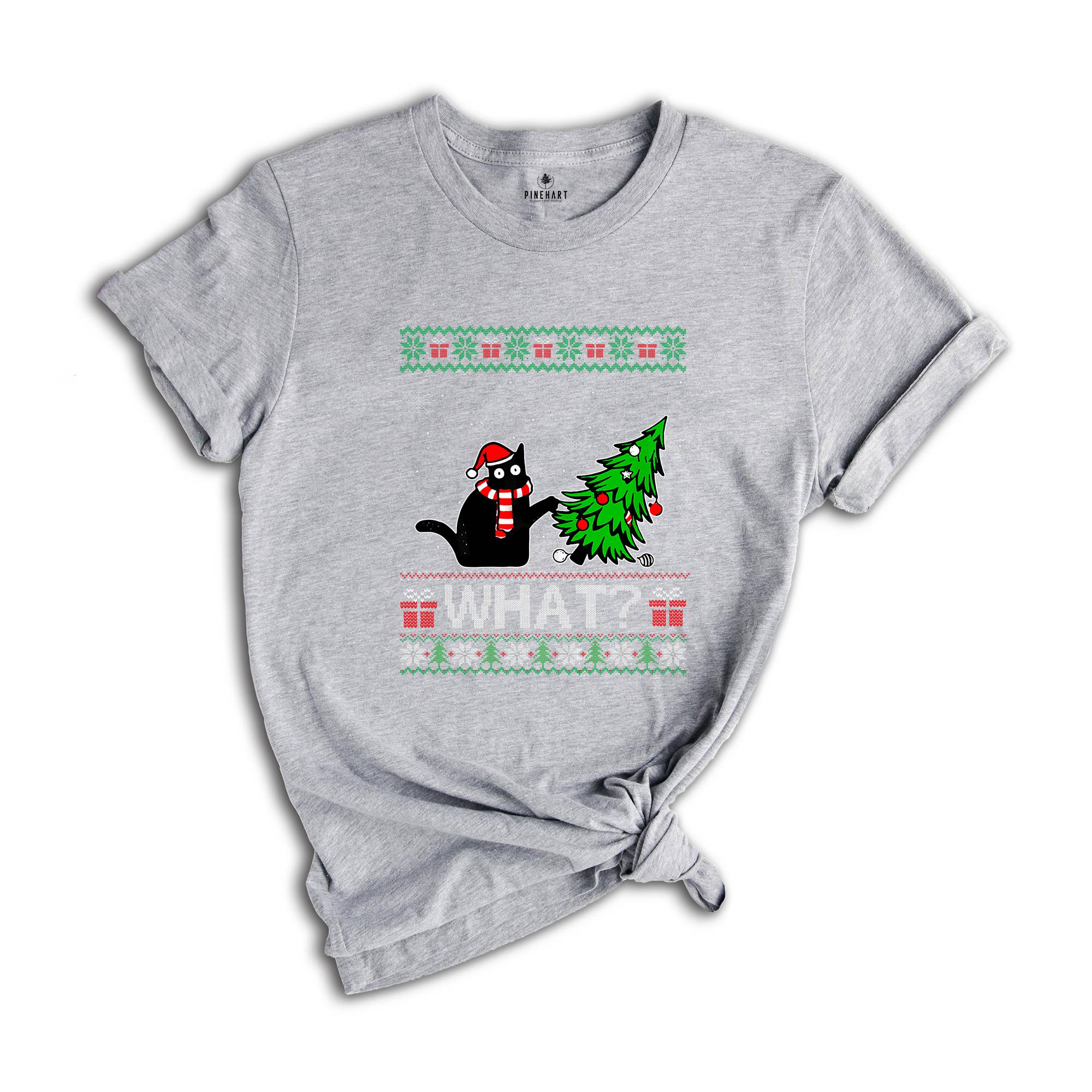Comfort Colors Black Cat What, Black Cat Shirt, Christmas Shirt, Cat Lover Shirt ,Funny Christmas Gift, Santa Claus Shirt