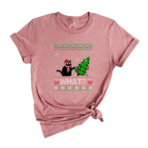 Comfort Colors Black Cat What, Black Cat Shirt, Christmas Shirt, Cat Lover Shirt ,Funny Christmas Gift, Santa Claus Shirt
