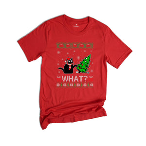 Comfort Colors Black Cat What, Black Cat Shirt, Christmas Shirt, Cat Lover Shirt ,Funny Christmas Gift, Santa Claus Shirt