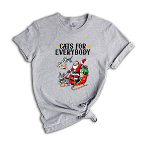 Comfort Colors Cats For Everybody Christmas Sweatshirt, Christmas Party Shirt, Santa Claus Xmas T-shirt, Merry Christmas Tee, Reindeers Xmas Shirt