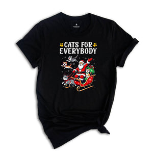 Comfort Colors Cats For Everybody Christmas Sweatshirt, Christmas Party Shirt, Santa Claus Xmas T-shirt, Merry Christmas Tee, Reindeers Xmas Shirt