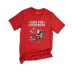 Comfort Colors Cats For Everybody Christmas Sweatshirt, Christmas Party Shirt, Santa Claus Xmas T-shirt, Merry Christmas Tee, Reindeers Xmas Shirt
