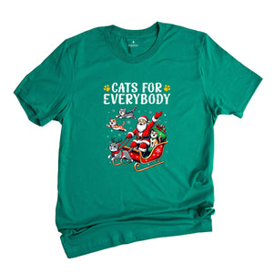 Comfort Colors Cats For Everybody Christmas Sweatshirt, Christmas Party Shirt, Santa Claus Xmas T-shirt, Merry Christmas Tee, Reindeers Xmas Shirt