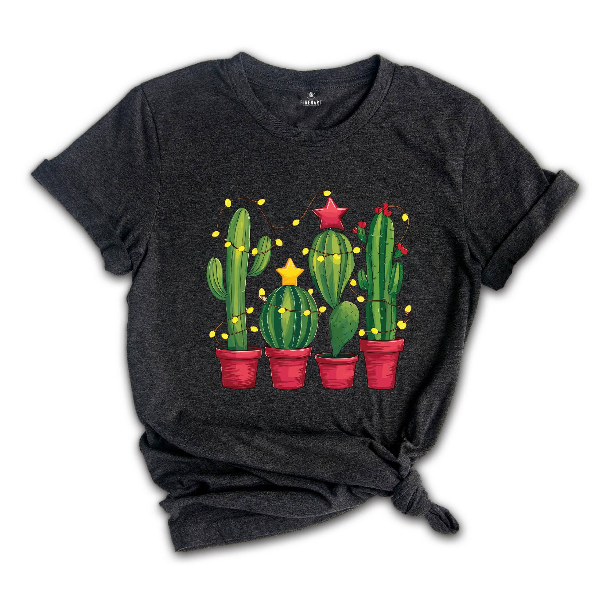 Comfort Colors Christmas Cactus Shirt, Christmas Shirt, Cowboy Christmas, Cactus Lover Gift, Plant Lover Shirt, Southern Christmas