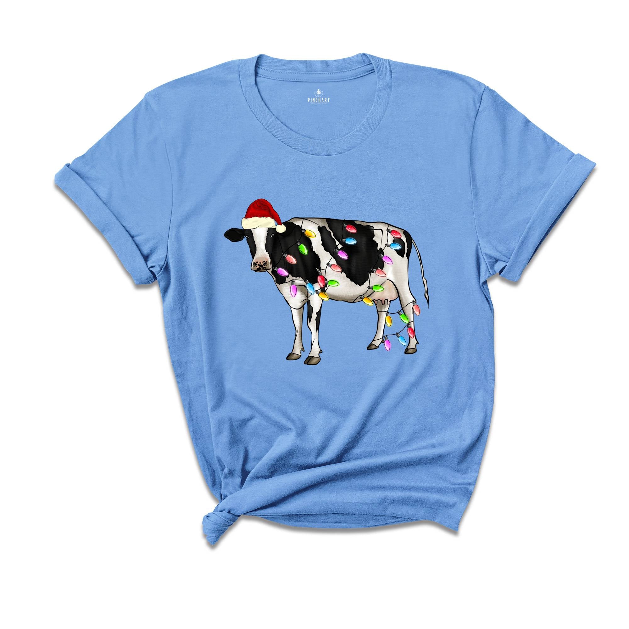 Comfort Colors Christmas Cow T-Shirt, Festive Farm Animal Tee, Holiday Gifts For Cow Lovers, Farm Christmas Shirt, Cute Christmas Shirt