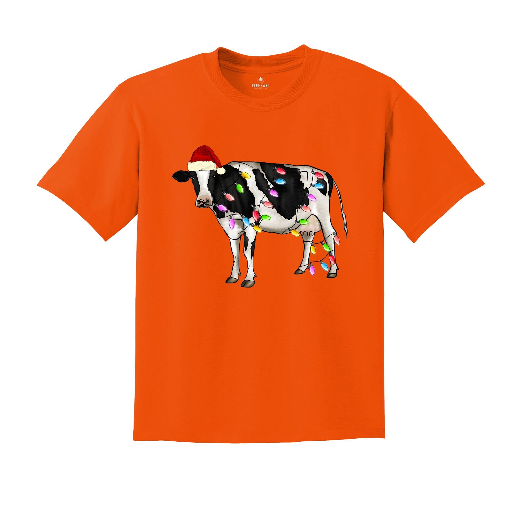 Comfort Colors Christmas Cow T-Shirt, Festive Farm Animal Tee, Holiday Gifts For Cow Lovers, Farm Christmas Shirt, Cute Christmas Shirt