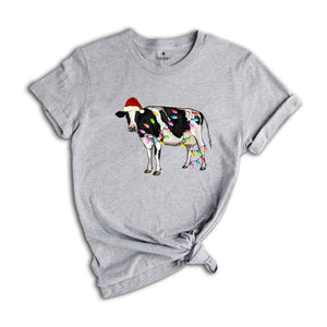 Comfort Colors Christmas Cow T-Shirt, Festive Farm Animal Tee, Holiday Gifts For Cow Lovers, Farm Christmas Shirt, Cute Christmas Shirt
