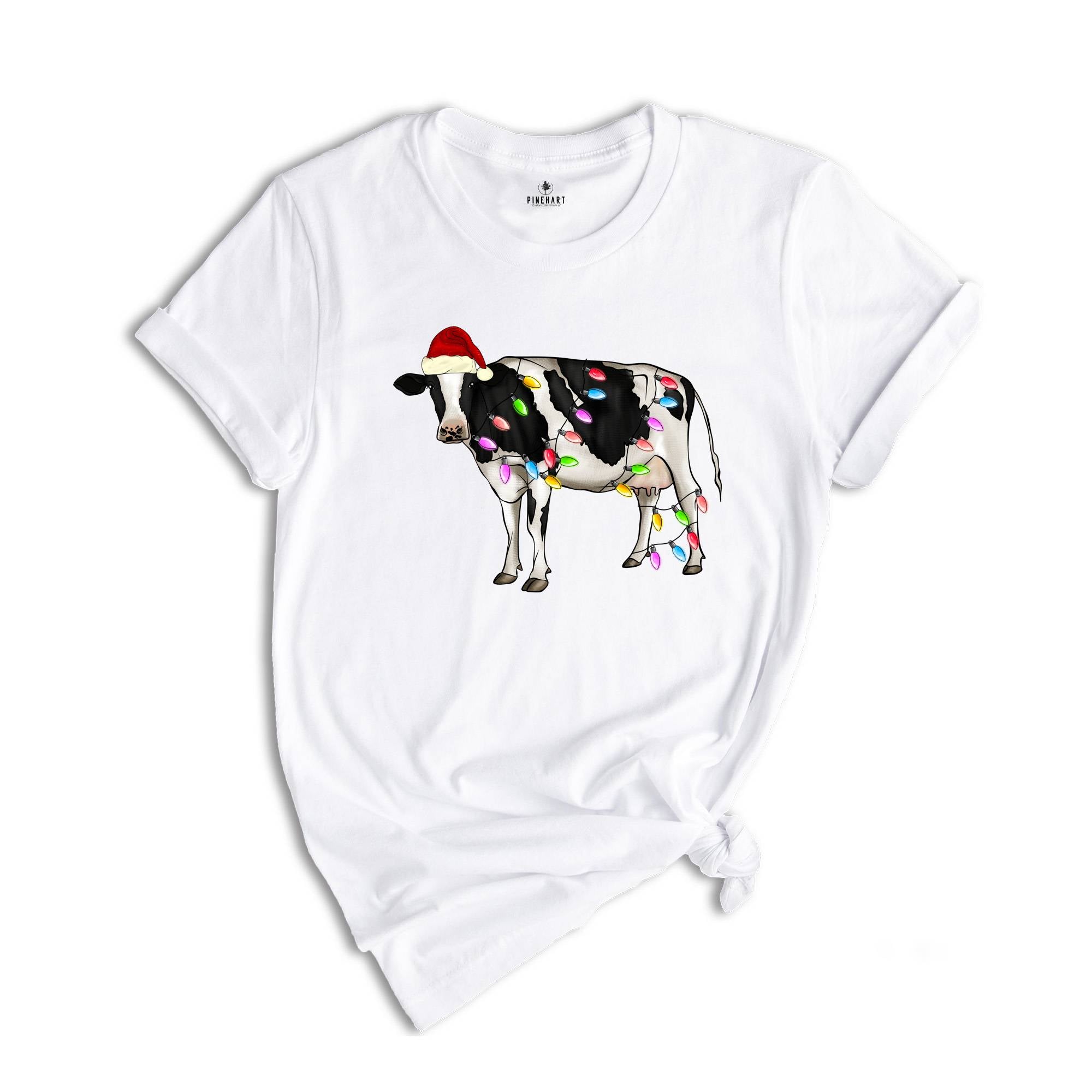 Comfort Colors Christmas Cow T-Shirt, Festive Farm Animal Tee, Holiday Gifts For Cow Lovers, Farm Christmas Shirt, Cute Christmas Shirt