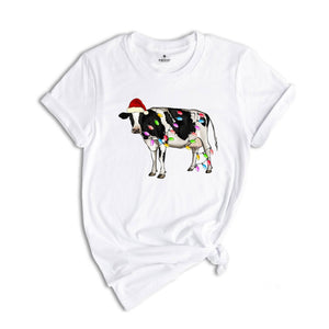 Comfort Colors Christmas Cow T-Shirt, Festive Farm Animal Tee, Holiday Gifts For Cow Lovers, Farm Christmas Shirt, Cute Christmas Shirt
