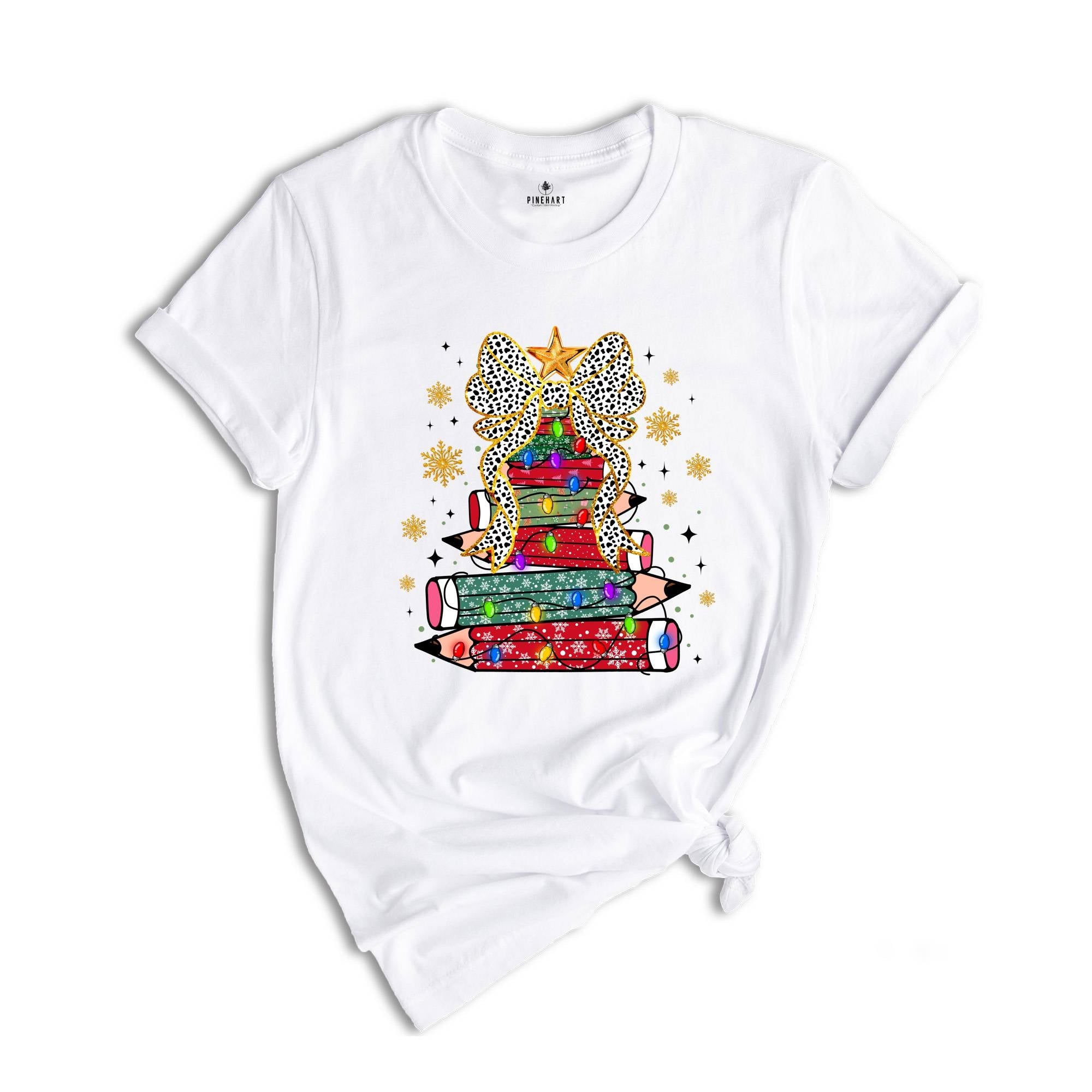 Comfort Colors Christmas Pencil Tree Shirt: Teacher Holiday Tee, Merry Teacher Xmas Shirt, Christmas School Party Teacher Tee