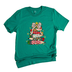 Comfort Colors Christmas Pencil Tree Shirt: Teacher Holiday Tee, Merry Teacher Xmas Shirt, Christmas School Party Teacher Tee