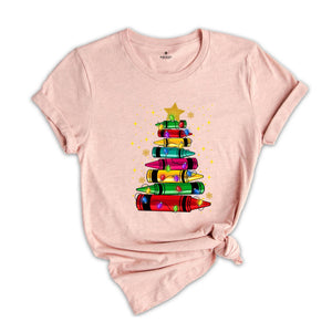 Comfort Colors Christmas Pencil Tree Shirt: Teacher Holiday Tee, Merry Teacher Xmas Shirt, Christmas School Party Teacher Tee