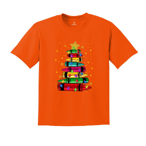 Comfort Colors Christmas Pencil Tree Shirt: Teacher Holiday Tee, Merry Teacher Xmas Shirt, Christmas School Party Teacher Tee