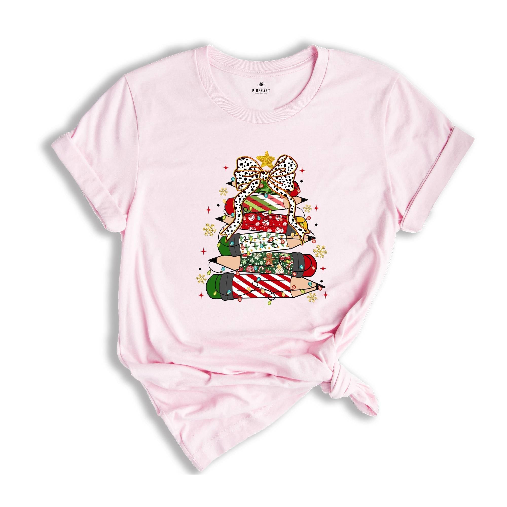 Comfort Colors Christmas Pencil Tree Shirt: Teacher Holiday Tee, Merry Teacher Xmas Shirt, Christmas School Party Teacher Tee