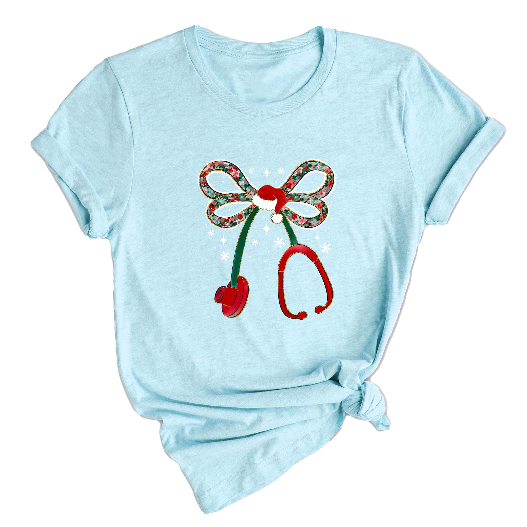 Comfort Colors Christmas Stethoscope Nurse Shirt, Christmas Floral Shirt, Nurse Christmas Shirt, Nurse Life Shirt