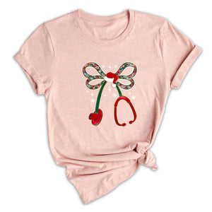 Comfort Colors Christmas Stethoscope Nurse Shirt, Christmas Floral Shirt, Nurse Christmas Shirt, Nurse Life Shirt