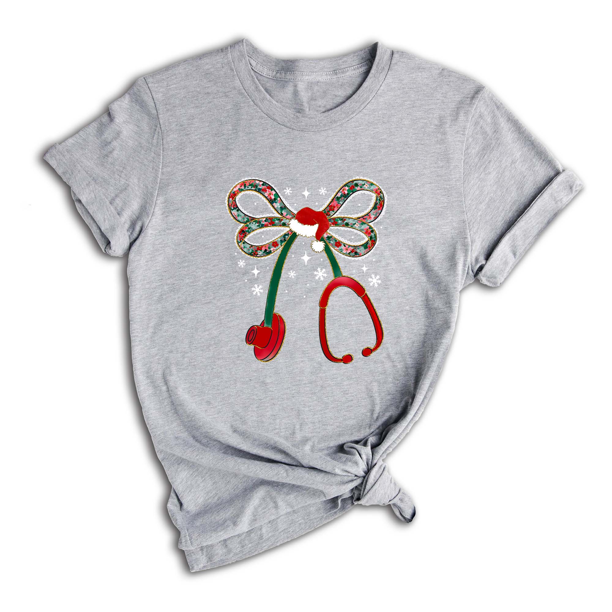 Comfort Colors Christmas Stethoscope Nurse Shirt, Christmas Floral Shirt, Nurse Christmas Shirt, Nurse Life Shirt
