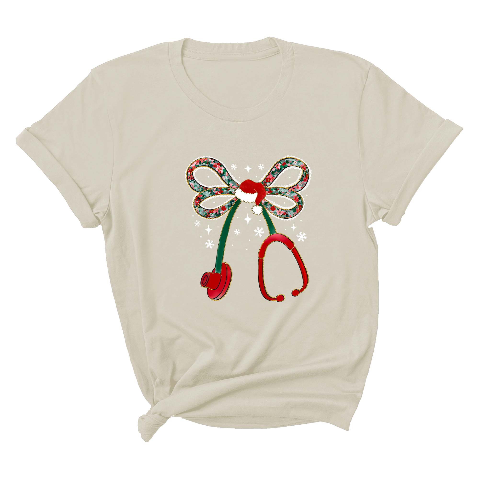 Comfort Colors Christmas Stethoscope Nurse Shirt, Christmas Floral Shirt, Nurse Christmas Shirt, Nurse Life Shirt