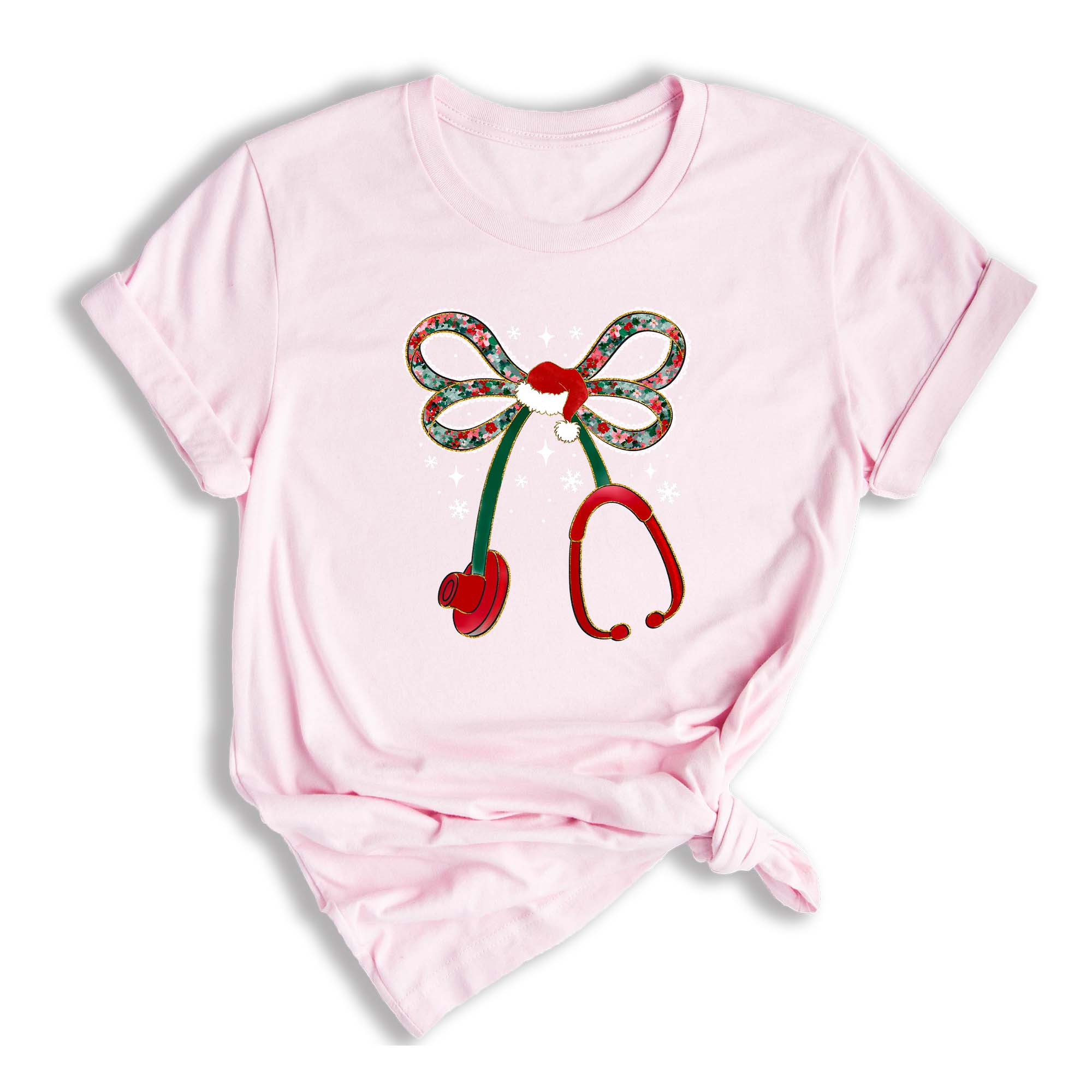 Comfort Colors Christmas Stethoscope Nurse Shirt, Christmas Floral Shirt, Nurse Christmas Shirt, Nurse Life Shirt
