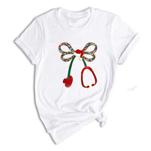 Comfort Colors Christmas Stethoscope Nurse Shirt, Christmas Floral Shirt, Nurse Christmas Shirt, Nurse Life Shirt