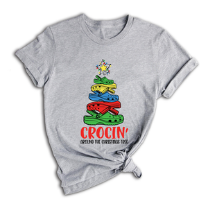 Comfort Colors Crocin Around The Christmas Tree Shirt, Funny Christmas T-Shirt, Crocs Christmas Tree Shirt, Funny Christmas Tree Shirt