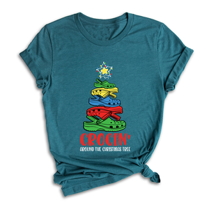 Comfort Colors Crocin Around The Christmas Tree Shirt, Funny Christmas T-Shirt, Crocs Christmas Tree Shirt, Funny Christmas Tree Shirt