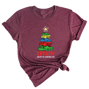 Comfort Colors Crocin Around The Christmas Tree Shirt, Funny Christmas T-Shirt, Crocs Christmas Tree Shirt, Funny Christmas Tree Shirt