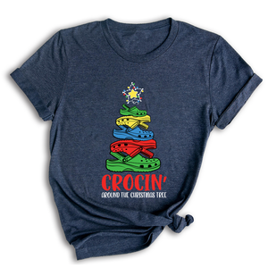 Comfort Colors Crocin Around The Christmas Tree Shirt, Funny Christmas T-Shirt, Crocs Christmas Tree Shirt, Funny Christmas Tree Shirt
