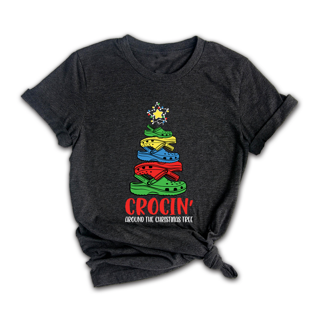 Comfort Colors Crocin Around The Christmas Tree Shirt, Funny Christmas T-Shirt, Crocs Christmas Tree Shirt, Funny Christmas Tree Shirt