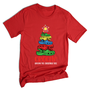 Comfort Colors Crocin Around The Christmas Tree Shirt, Funny Christmas T-Shirt, Crocs Christmas Tree Shirt, Funny Christmas Tree Shirt
