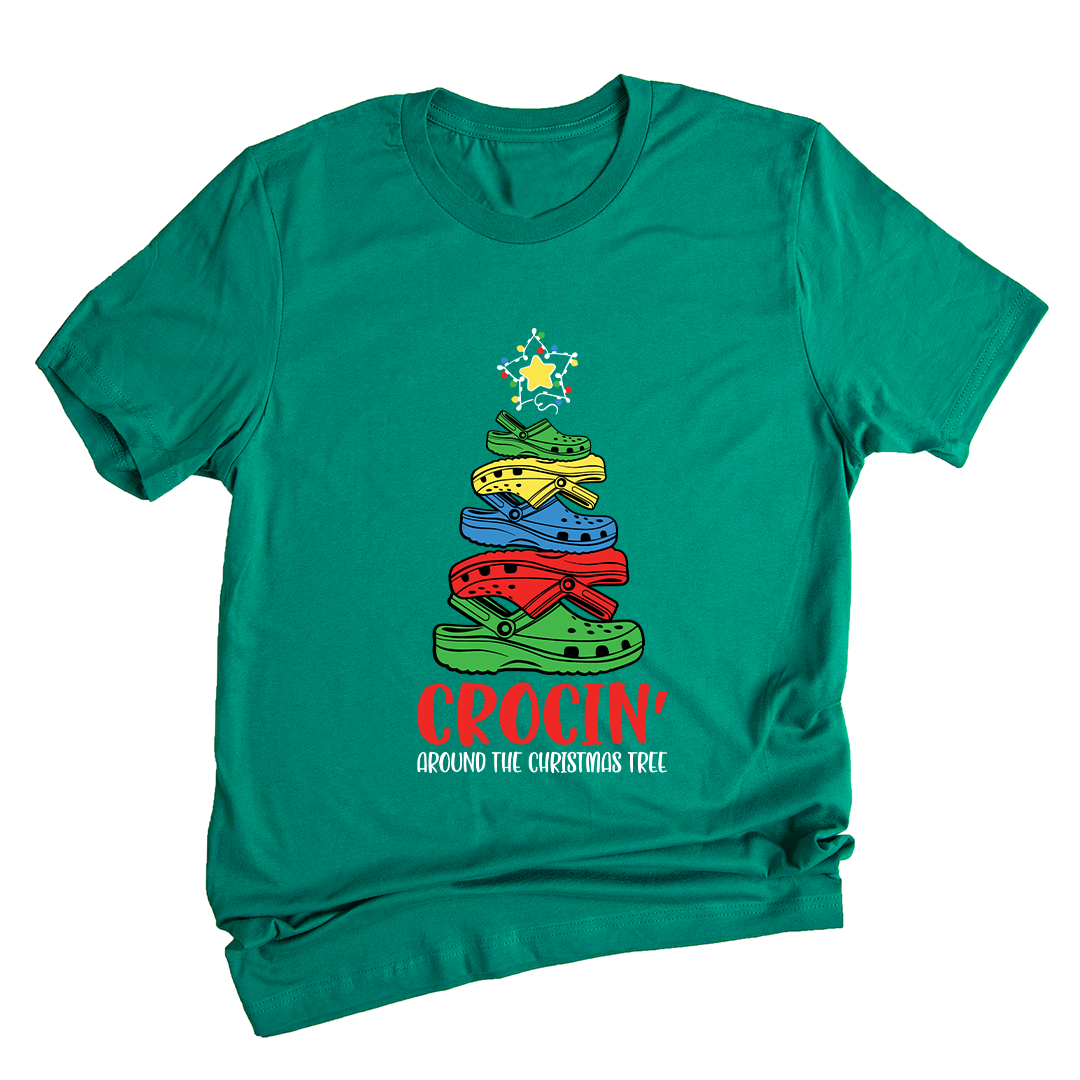 Comfort Colors Crocin Around The Christmas Tree Shirt, Funny Christmas T-Shirt, Crocs Christmas Tree Shirt, Funny Christmas Tree Shirt
