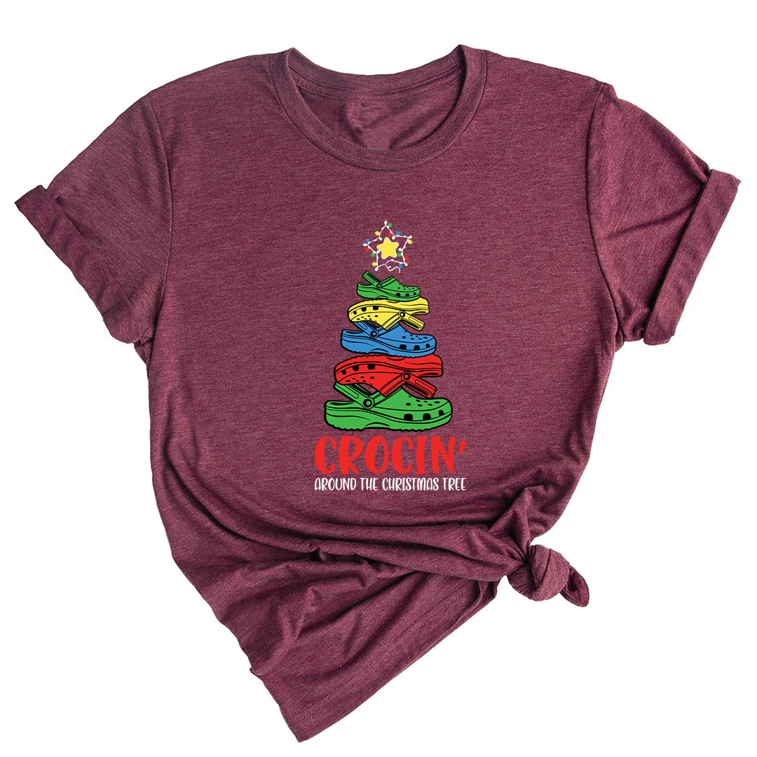 Comfort Colors Crocin Around The Christmas Tree Shirt, Funny Christmas T-Shirt, Crocs Christmas Tree Shirt, Funny Christmas Tree Shirt