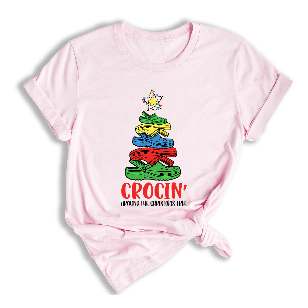 Comfort Colors Crocin Around The Christmas Tree Shirt, Funny Christmas T-Shirt, Crocs Christmas Tree Shirt, Funny Christmas Tree Shirt