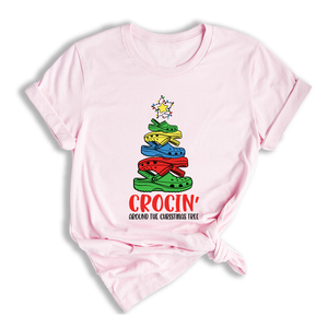 Comfort Colors Crocin Around The Christmas Tree Shirt, Funny Christmas T-Shirt, Crocs Christmas Tree Shirt, Funny Christmas Tree Shirt