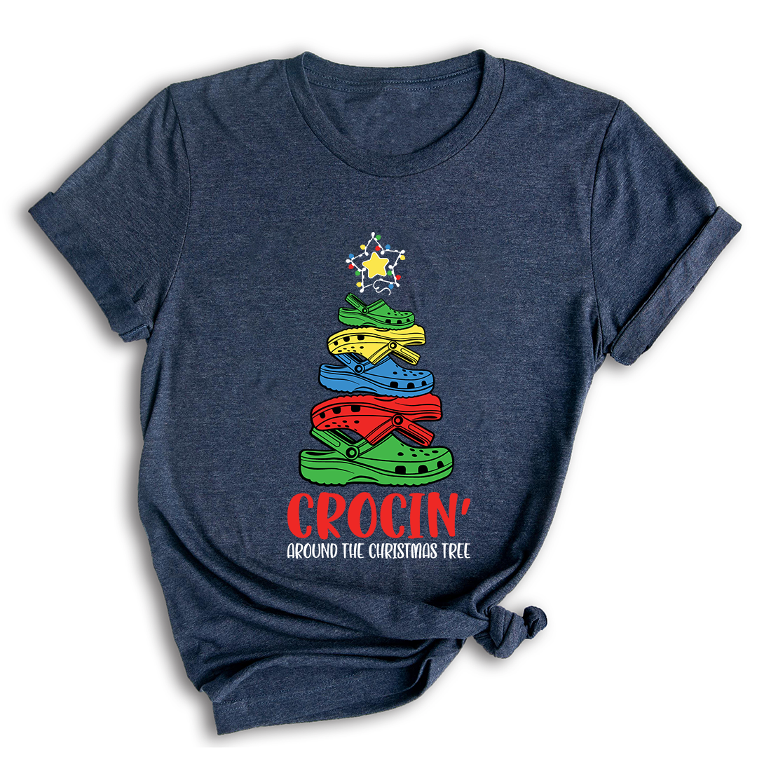 Comfort Colors Crocin Around The Christmas Tree Shirt, Funny Christmas T-Shirt, Crocs Christmas Tree Shirt, Funny Christmas Tree Shirt