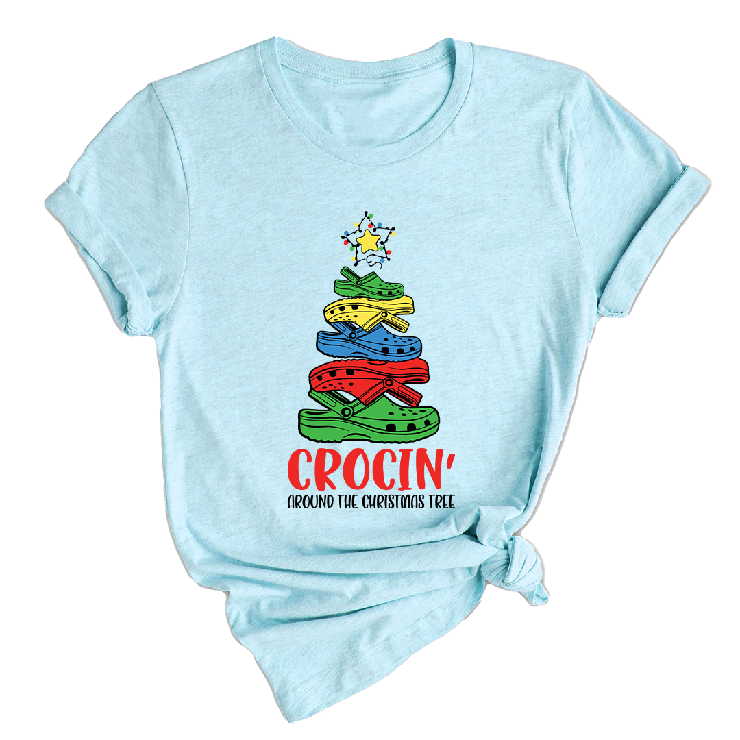 Comfort Colors Crocin Around The Christmas Tree Shirt, Funny Christmas T-Shirt, Crocs Christmas Tree Shirt, Funny Christmas Tree Shirt