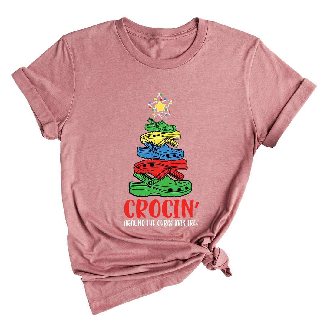 Comfort Colors Crocin Around The Christmas Tree Shirt, Funny Christmas T-Shirt, Crocs Christmas Tree Shirt, Funny Christmas Tree Shirt