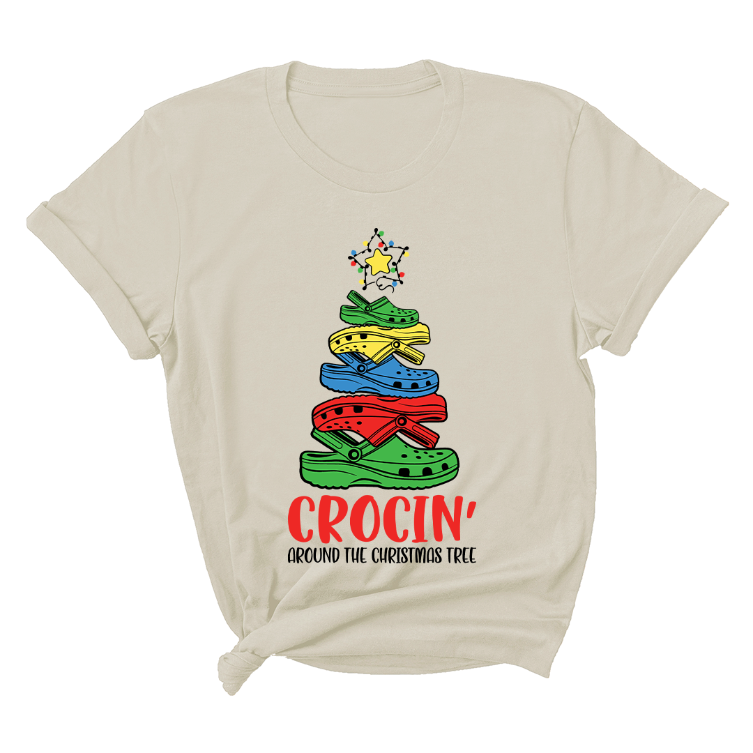 Comfort Colors Crocin Around The Christmas Tree Shirt, Funny Christmas T-Shirt, Crocs Christmas Tree Shirt, Funny Christmas Tree Shirt