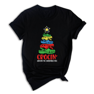 Comfort Colors Crocin Around The Christmas Tree Shirt, Funny Christmas T-Shirt, Crocs Christmas Tree Shirt, Funny Christmas Tree Shirt
