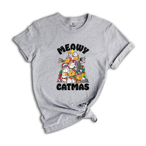 Comfort Colors Meowy Catmas Shirt, Meowy Catmas Shirt, Meowy Christmas Cat Mom Shirt, Christmas Cat Lovers Shirt