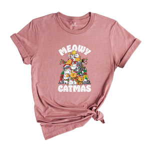 Comfort Colors Meowy Catmas Shirt, Meowy Catmas Shirt, Meowy Christmas Cat Mom Shirt, Christmas Cat Lovers Shirt