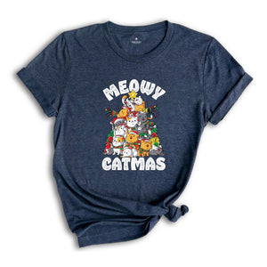 Comfort Colors Meowy Catmas Shirt, Meowy Catmas Shirt, Meowy Christmas Cat Mom Shirt, Christmas Cat Lovers Shirt