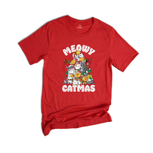 Comfort Colors Meowy Catmas Shirt, Meowy Catmas Shirt, Meowy Christmas Cat Mom Shirt, Christmas Cat Lovers Shirt