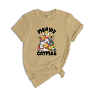 Comfort Colors Meowy Catmas Shirt, Meowy Catmas Shirt, Meowy Christmas Cat Mom Shirt, Christmas Cat Lovers Shirt