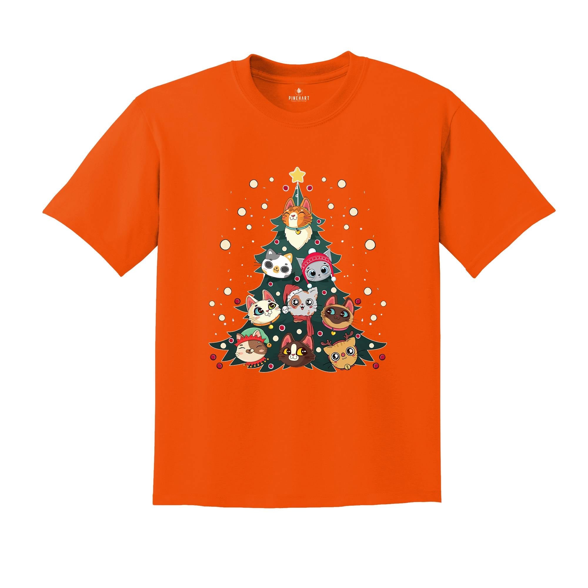 Comfort Colors Meowy Christmas Tree Cat T-Shirt, Cute Holiday T-Shirt Gift for Cat Lovers, Funny Kitty Christmas Tree Tee