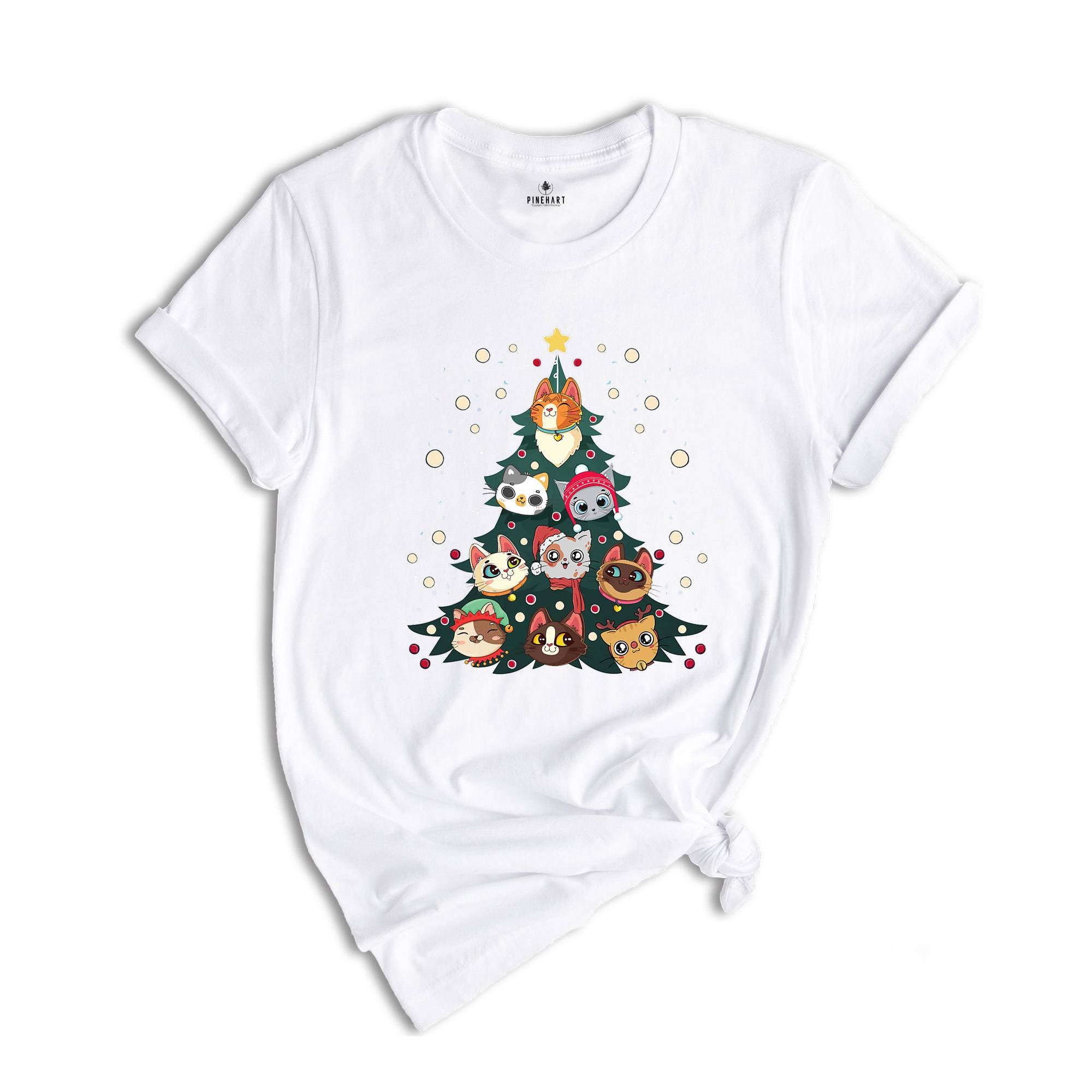 Comfort Colors Meowy Christmas Tree Cat T-Shirt, Cute Holiday T-Shirt Gift for Cat Lovers, Funny Kitty Christmas Tree Tee