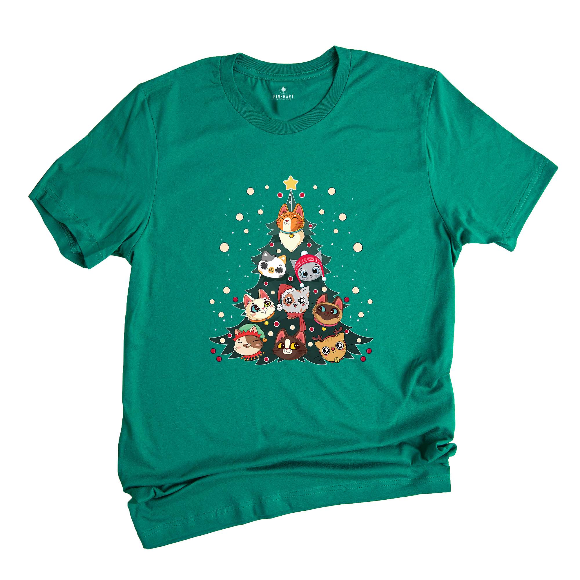 Comfort Colors Meowy Christmas Tree Cat T-Shirt, Cute Holiday T-Shirt Gift for Cat Lovers, Funny Kitty Christmas Tree Tee
